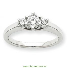 14k White Gold AA Diamond three stone ring