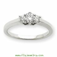 14k White Gold AA Diamond three stone ring