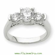 14k White Gold AA Diamond three stone ring