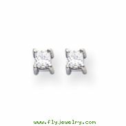 14k White Gold AA Quality Complete Princess Cut Diamond Earrings
