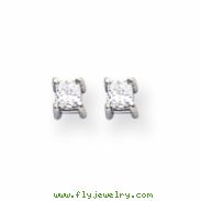 14k White Gold AA Quality Complete Princess Cut Diamond Earrings