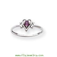 14K White Gold Alexandrite June Birthstone Heart Ring