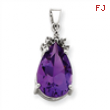 14k White Gold Amethyst & Diamond Pendant