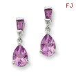 14K White Gold Amethyst Dangle Post Earrings