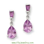 14K White Gold Amethyst Dangle Post Earrings