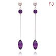 14K White Gold Amethyst Post Dangle Earrings