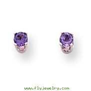 14K White Gold Amethyst Stud Earrings