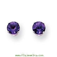 14K White Gold Amethyst Stud Earrings