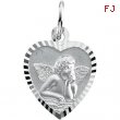 14K White Gold Angel Heart Pendant