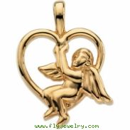 14K White Gold Angel Heart Pendant