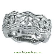 14K White Gold Antique Style .22ct Diamond Zigzag Band Ring