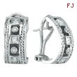 14K White Gold Antique Style .40ct Diamond Bezel French Hoop Earrings