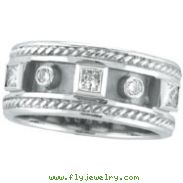 14K White Gold Antique Style .52ct Diamond Ring Band