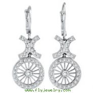 14K White Gold Antique-Style .69ct Diamond Leverback Earrings