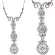 14K White Gold Antique Style .86ct Diamond Pendant Necklace