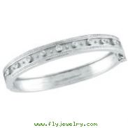 14K White Gold Antique Style Diamond Bangle Bracelet