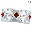 14K White Gold Antique Style Ruby & .22ct Diamond Fashion Ring