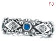 14K White Gold Antique Style Sapphire & .18ct Diamond Fashion Ring