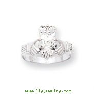 14K White Gold April Birthstone Claddagh Ring