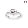 14K White Gold April White Topaz Birthstone Heart Ring