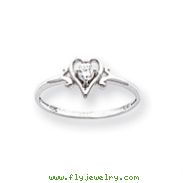14K White Gold April White Topaz Birthstone Heart Ring