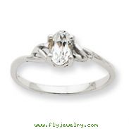14K White Gold April White Topaz Birthstone Ring