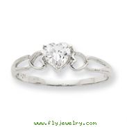 14K White Gold April White Topaz Birthstone Ring