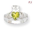 14K White Gold August Birthstone Claddagh Ring