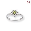 14K White Gold August Peridot Birthstone Heart Ring