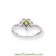 14K White Gold August Peridot Birthstone Heart Ring