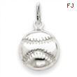 14k White Gold Baseball Charm