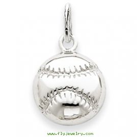 14k White Gold Baseball Charm