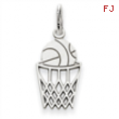 14k White Gold Basketball Charm