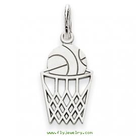 14k White Gold Basketball Charm