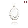 14K White Gold Beaded Edge Oval Locket