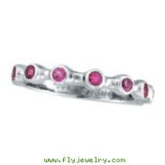 14K White Gold Bezel Pink Sapphire Ring Band