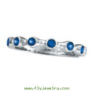 14K White Gold Bezel Sapphire Ring Band