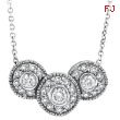 14K White Gold Bezel Set Diamond Three Disks Chain Necklace