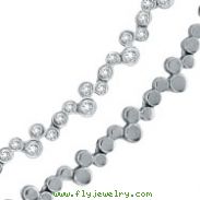 14K White Gold Bezel Set Diamond Wavy Necklace