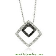 14K White Gold Black & White Diamond Shapes Necklace