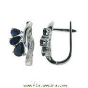 14K White Gold Blue Sapphire & Diamond Earrings