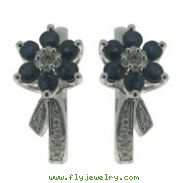 14K White Gold Blue Sapphire & Diamond Earrings