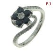 14K White Gold Blue Sapphire & Diamond Ring