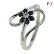 14K White Gold Blue Sapphire & Diamond Ring