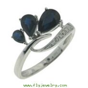 14K White Gold Blue Sapphire & Diamond Ring