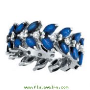 14K White Gold Blue Sapphire and .63ct Diamond Eternity Ring Band