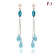 14K White Gold Blue Topaz Dangle Earrings