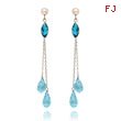 14K White Gold Blue Topaz Dangle Earrings