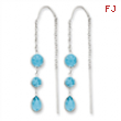 14k White Gold Blue Topaz Dangle U Wire Earrings