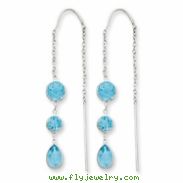 14k White Gold Blue Topaz Dangle U Wire Earrings